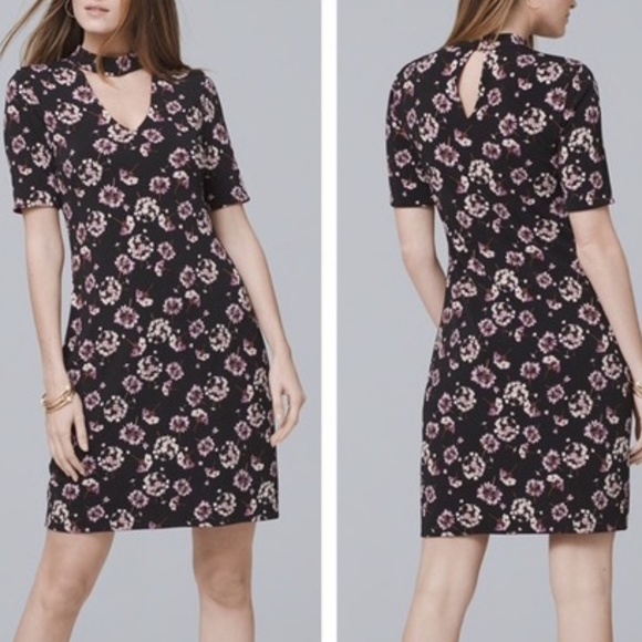 White House Black Market Dresses & Skirts - WHBM Reversible Choker Shift Short Sleeve Dress